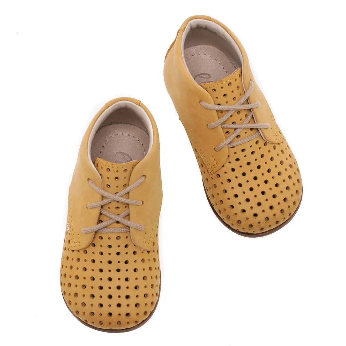 (1426-1) Emel perforated classic first shoes yellow