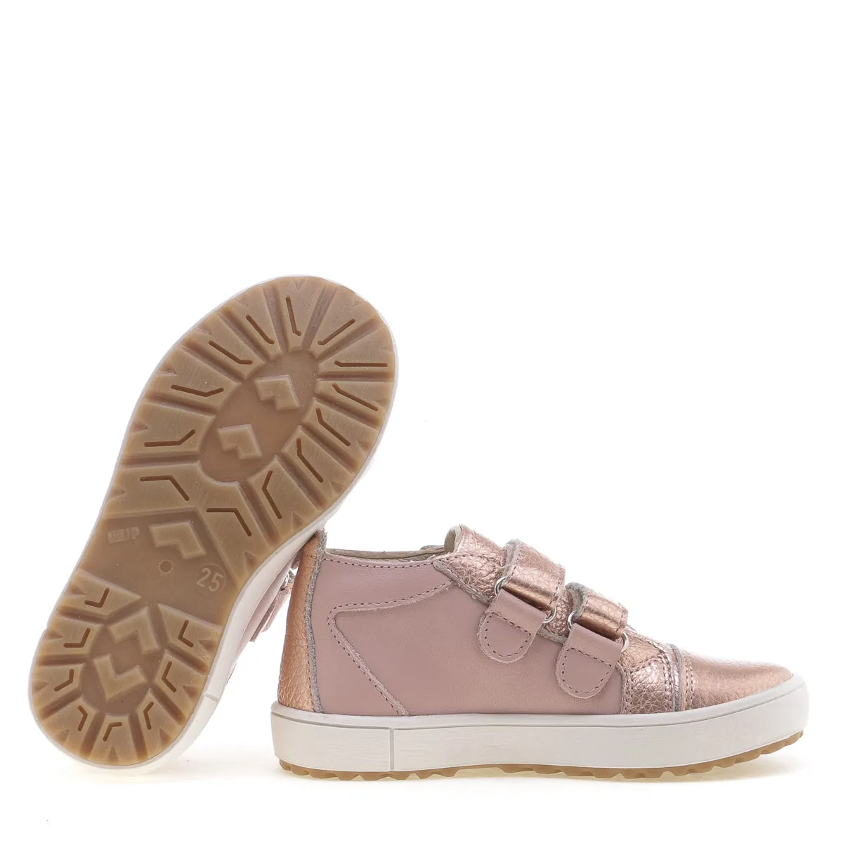 (2634-24) Low Velcro Trainers rose gold