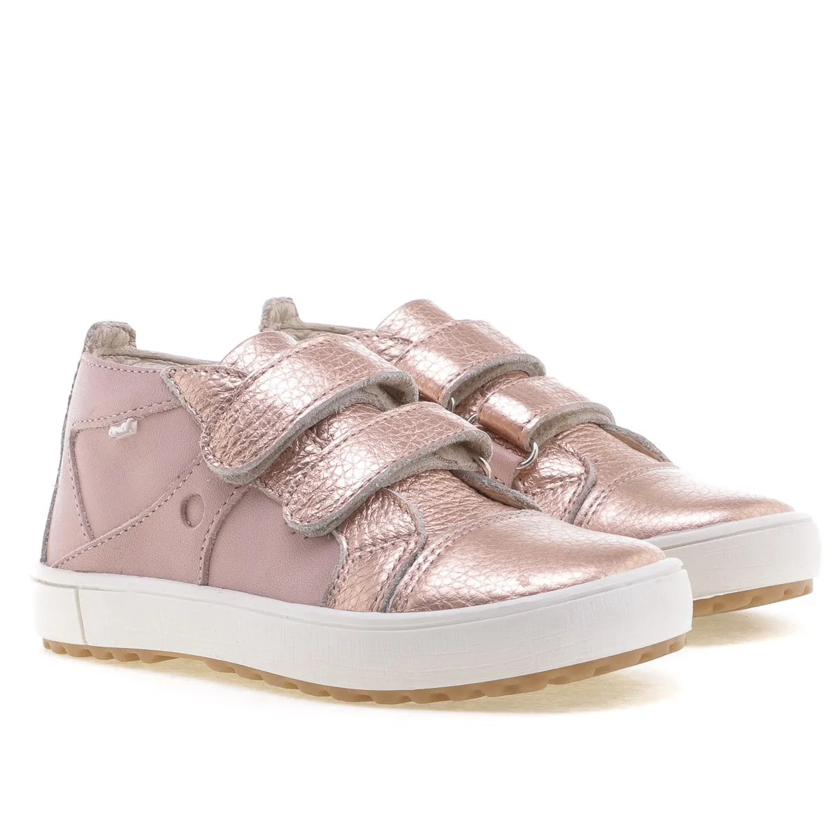 (2634-24) Low Velcro Trainers rose gold