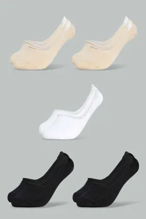 Assorted Invisible Socks Set For Women (Pack Of 5)