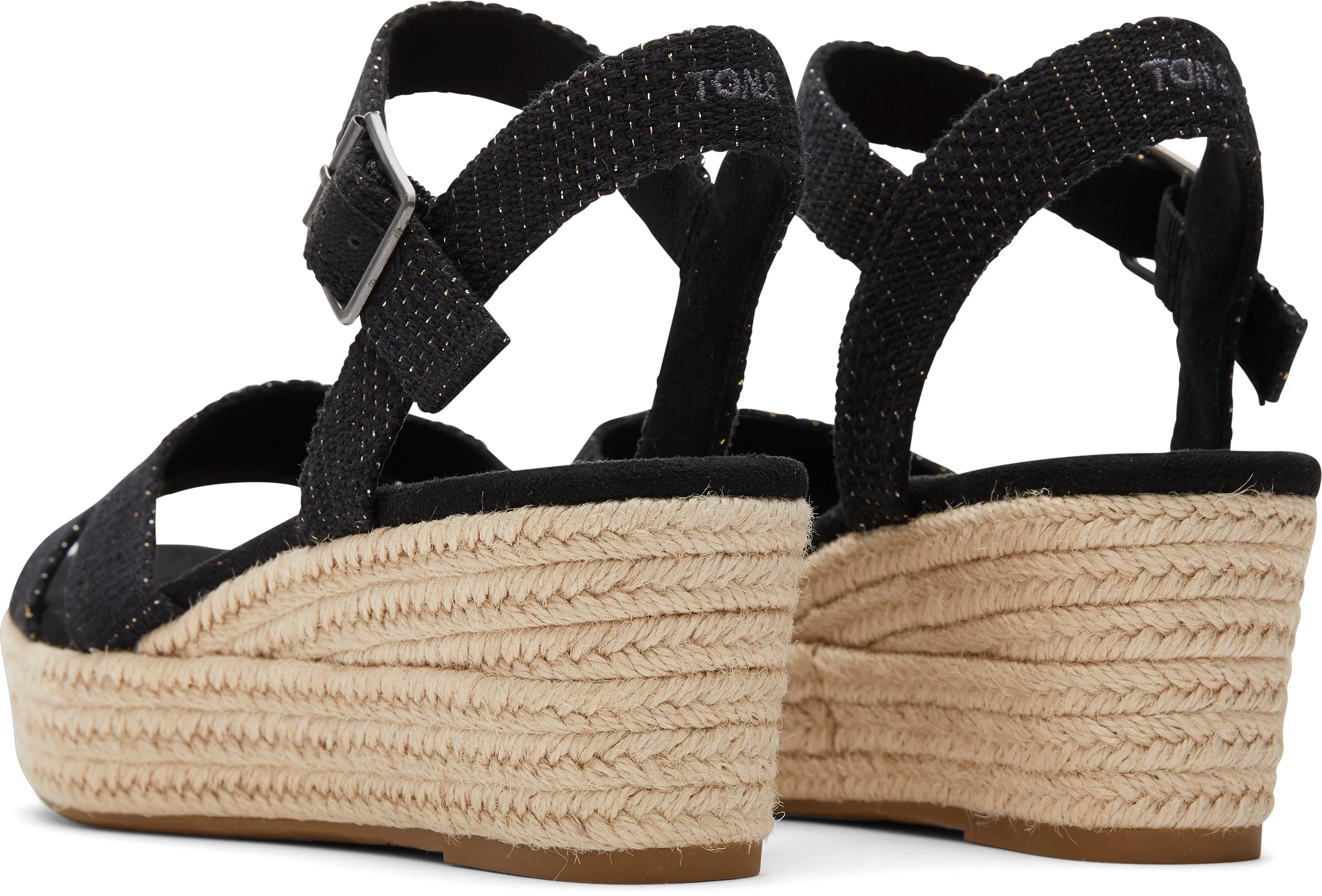 Audrey Espadrille Sandal - Black Metallic Linen Stripe