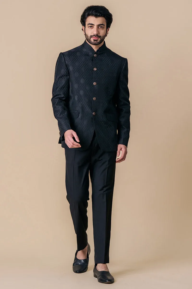 Black Jacquard Bandhgala