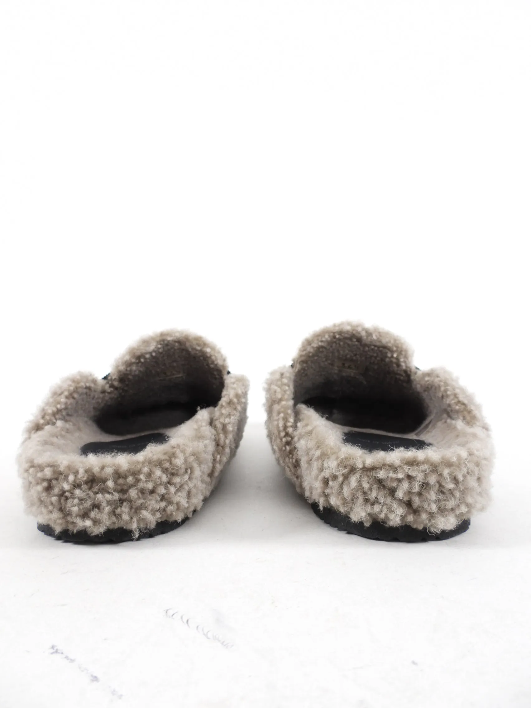 Brunello Cucinelli Grey Shearling Monili Slippers - 36.5