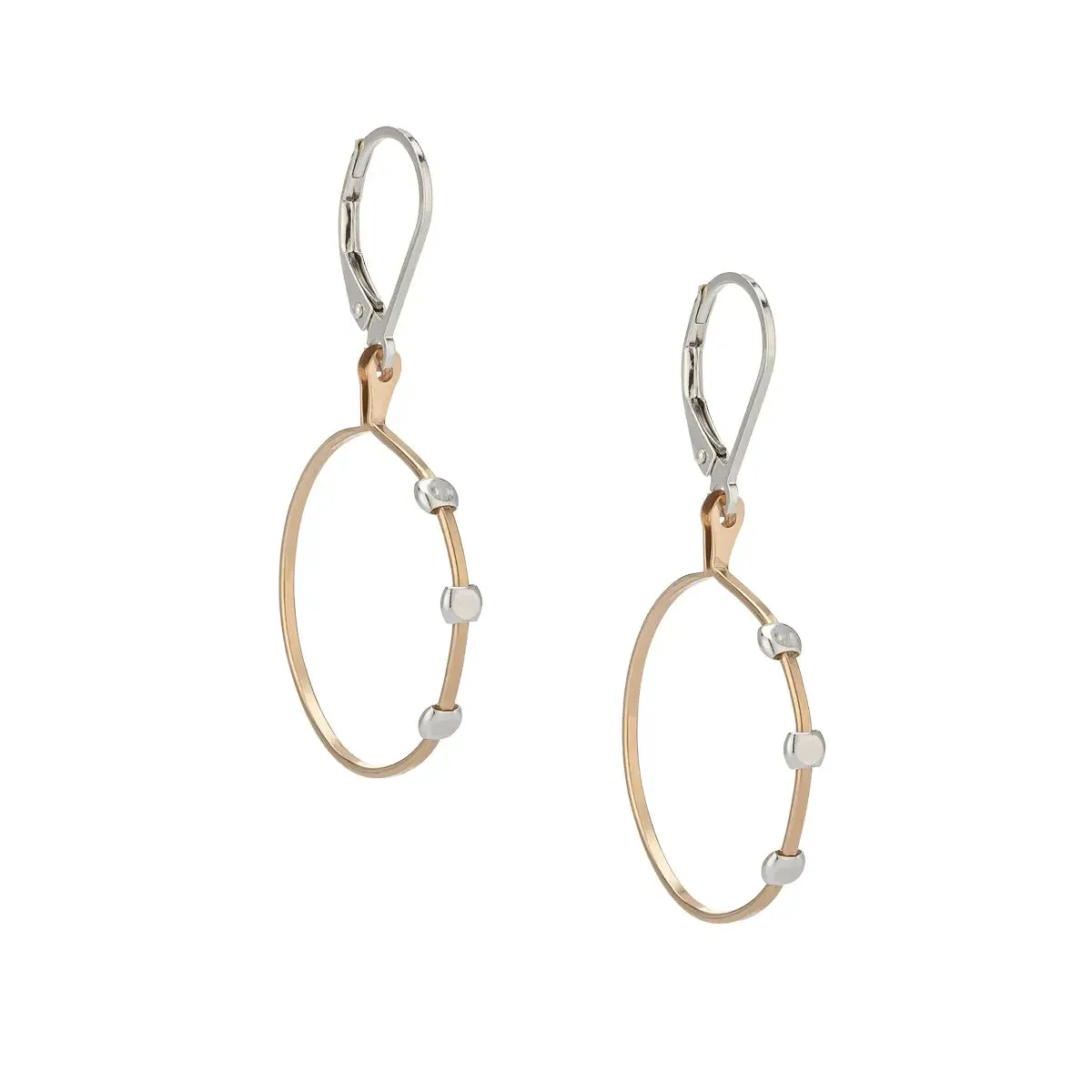 Cosmos Flip Handmade Gold Circle Dotted Hoop Earrings - Medium by Freshie & Zero