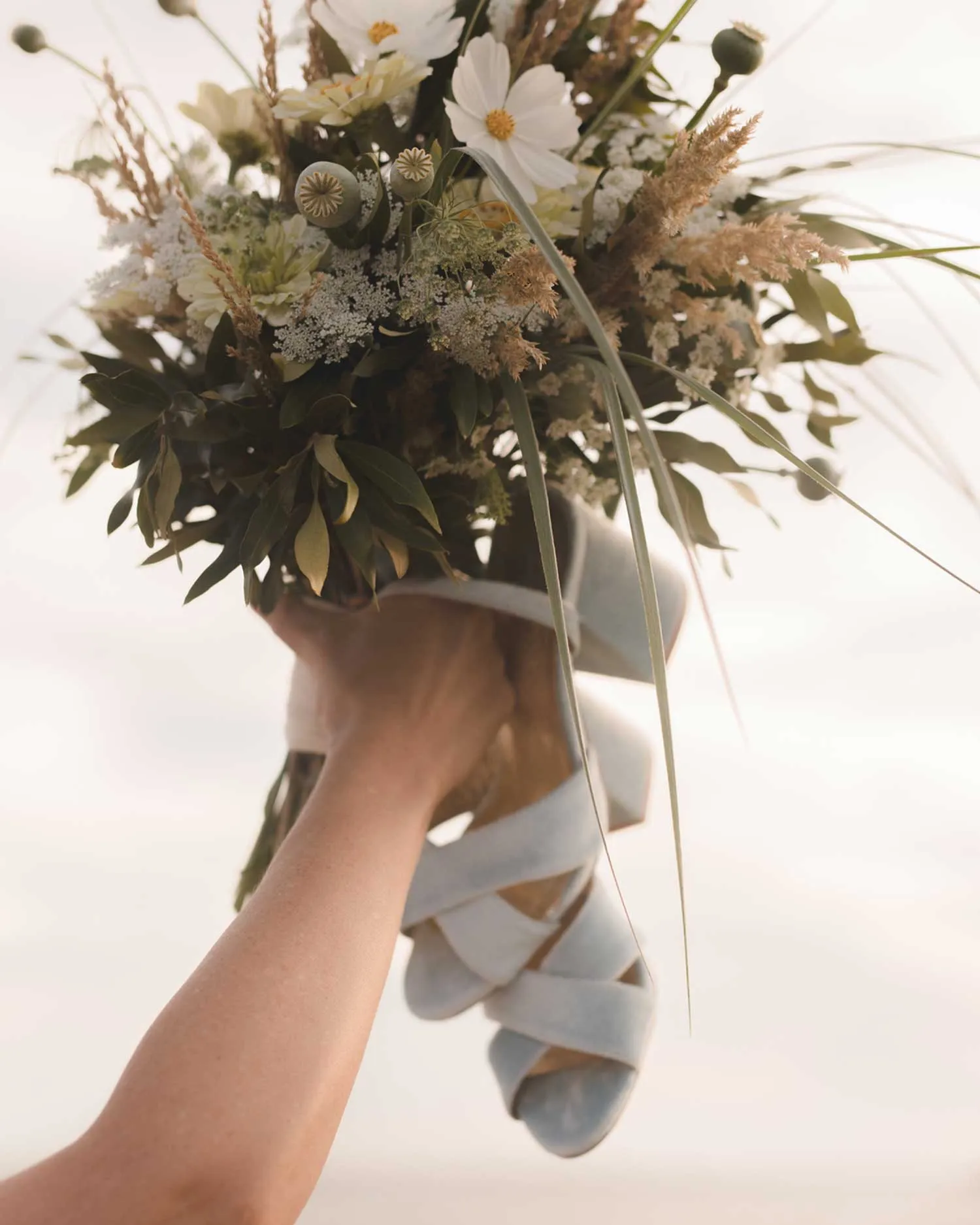 DOVE - BLUE VELVET BLOCK HEEL BRIDAL SHOES