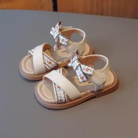 Embroidery Children's Girls Sandals with Flower Print - Casual Shoes G05052