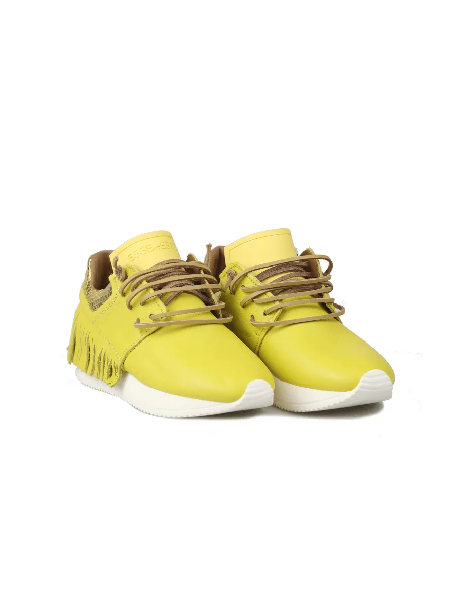 Esseutesse Leather Fringe Sneaker - Limoncello