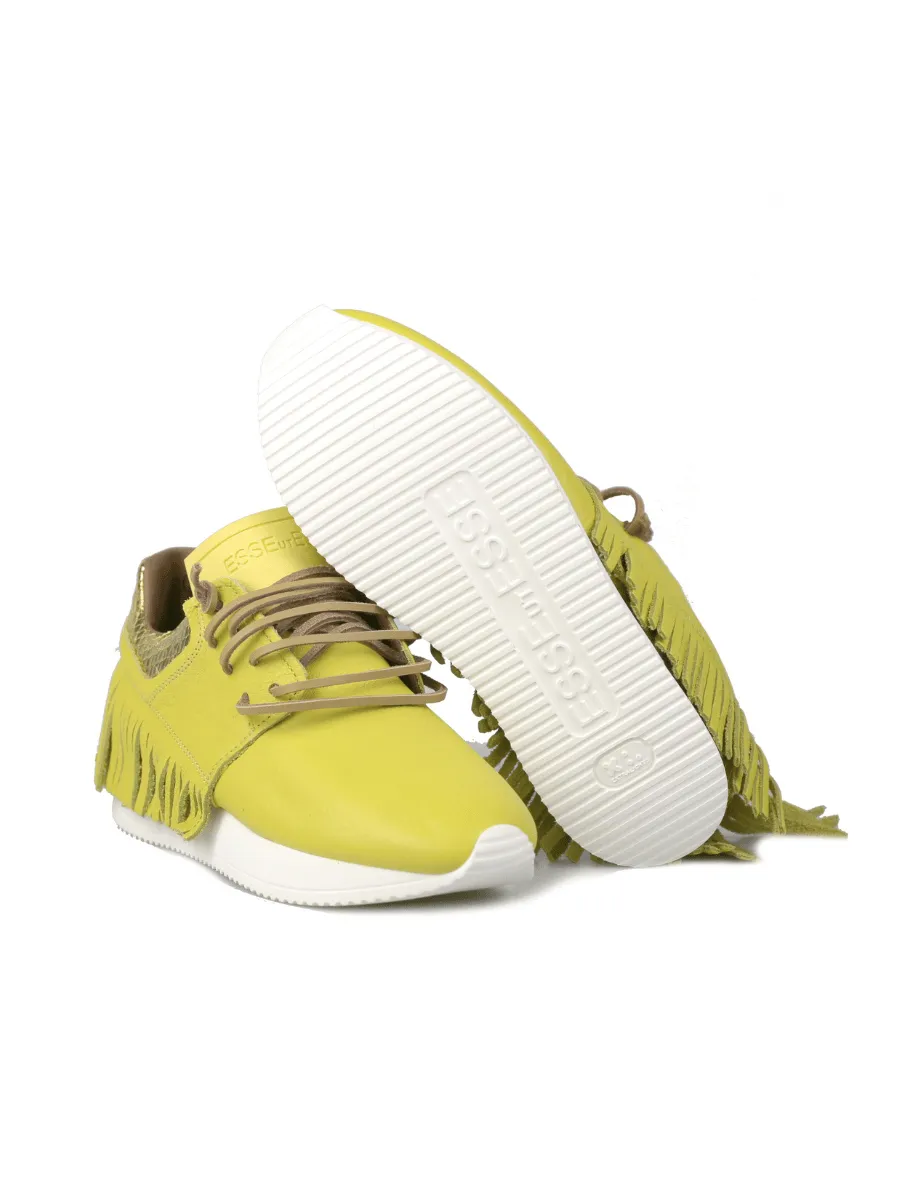 Esseutesse Leather Fringe Sneaker - Limoncello