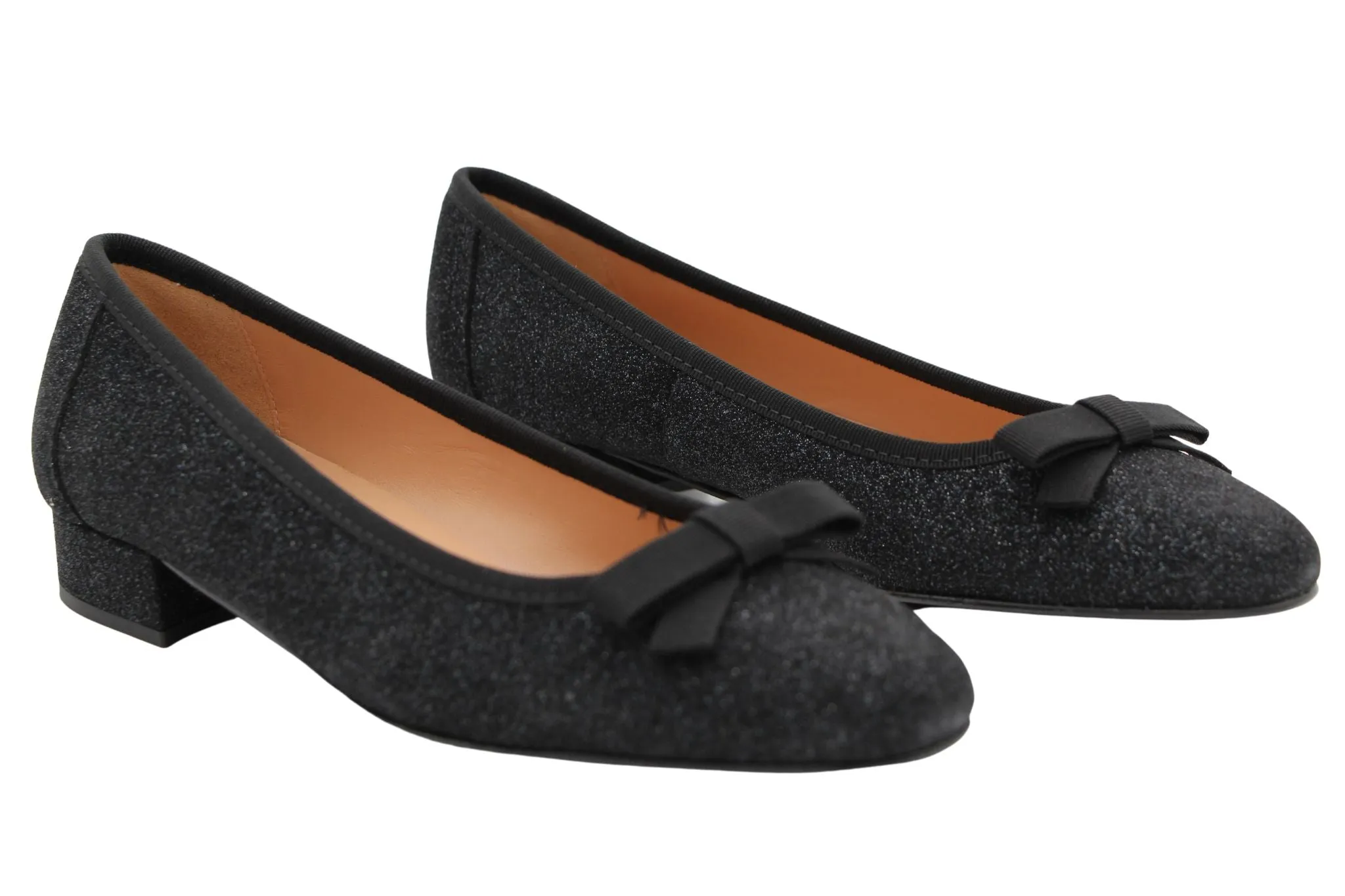 Fabucci Black Shimmer Ballet Flat with Bow