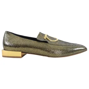 Ferragamo Bronze Leather Logo Flat loafer - 10B