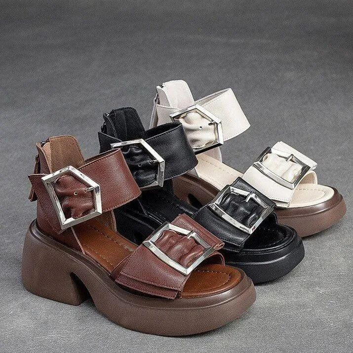 GZ336 - Women's Casual Shoes - Ankle Strap Sandals with Thick Heels