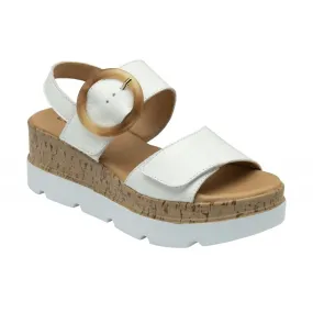 Lotus Cammie Leather Flatform Sandal White