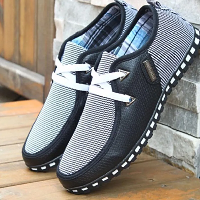 Mark - Men's Striped Lace Up Leather Shoes