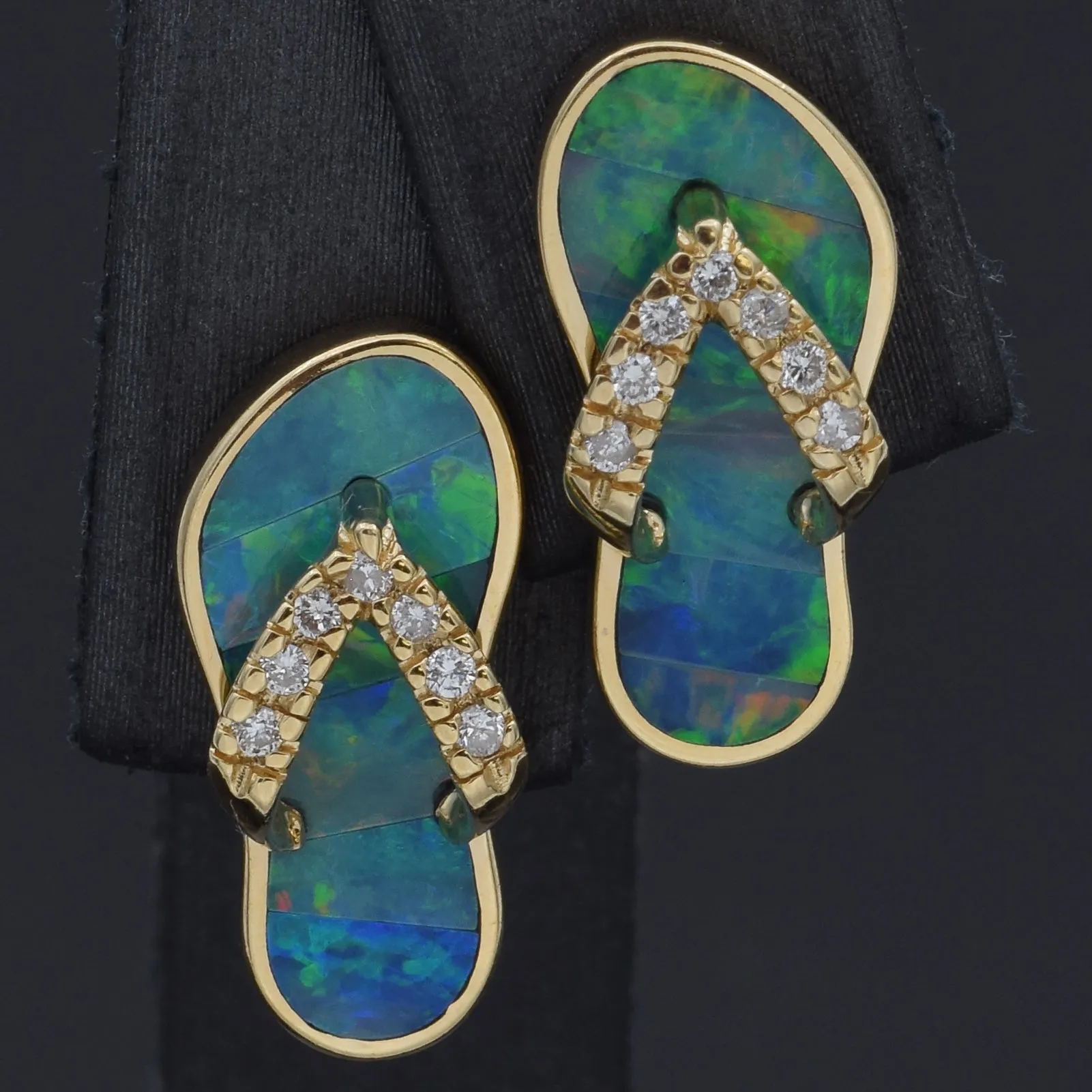 Na Hoku 14K Gold Opal & 0.54 TCW Diamond Flip Flop Slipper Pendant Earrings Set