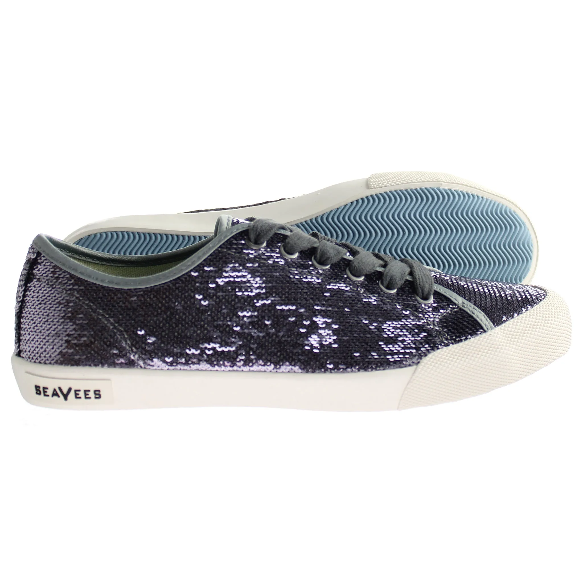 Seavees Monterey Sneaker Standard Pewter Woven Sequins Purple Womens Shoes