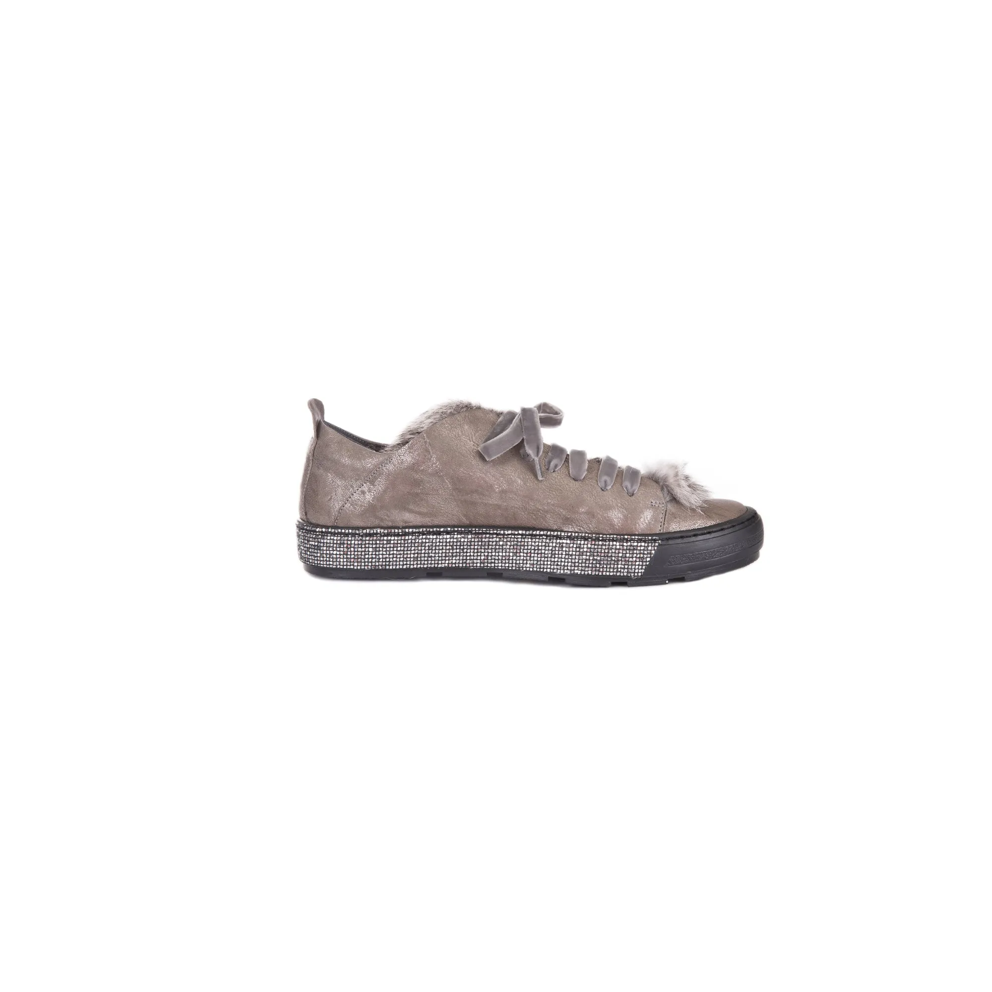 Sneaker Fur Metal Wash Lapin Anthracite