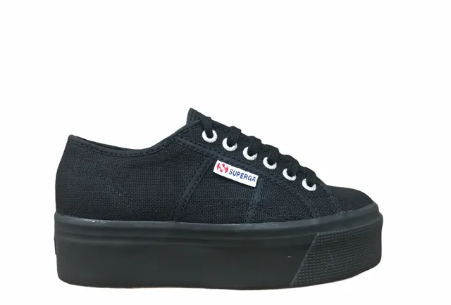 Superga women's sneakers shoe with wedge 2790 Cotw Up and Down line S9111LW 996 black