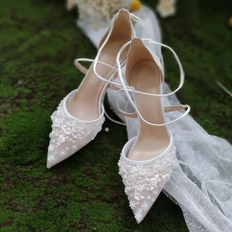 The Garden Wedding Lace Tie Heels