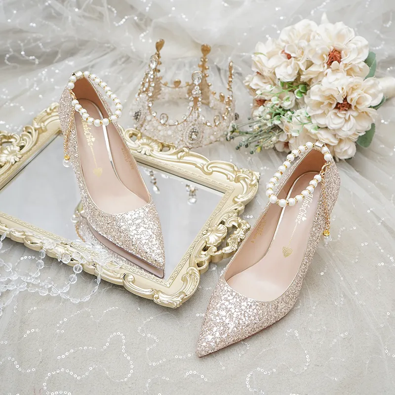 The Hera Wedding Bridal Champagne Gold Heels