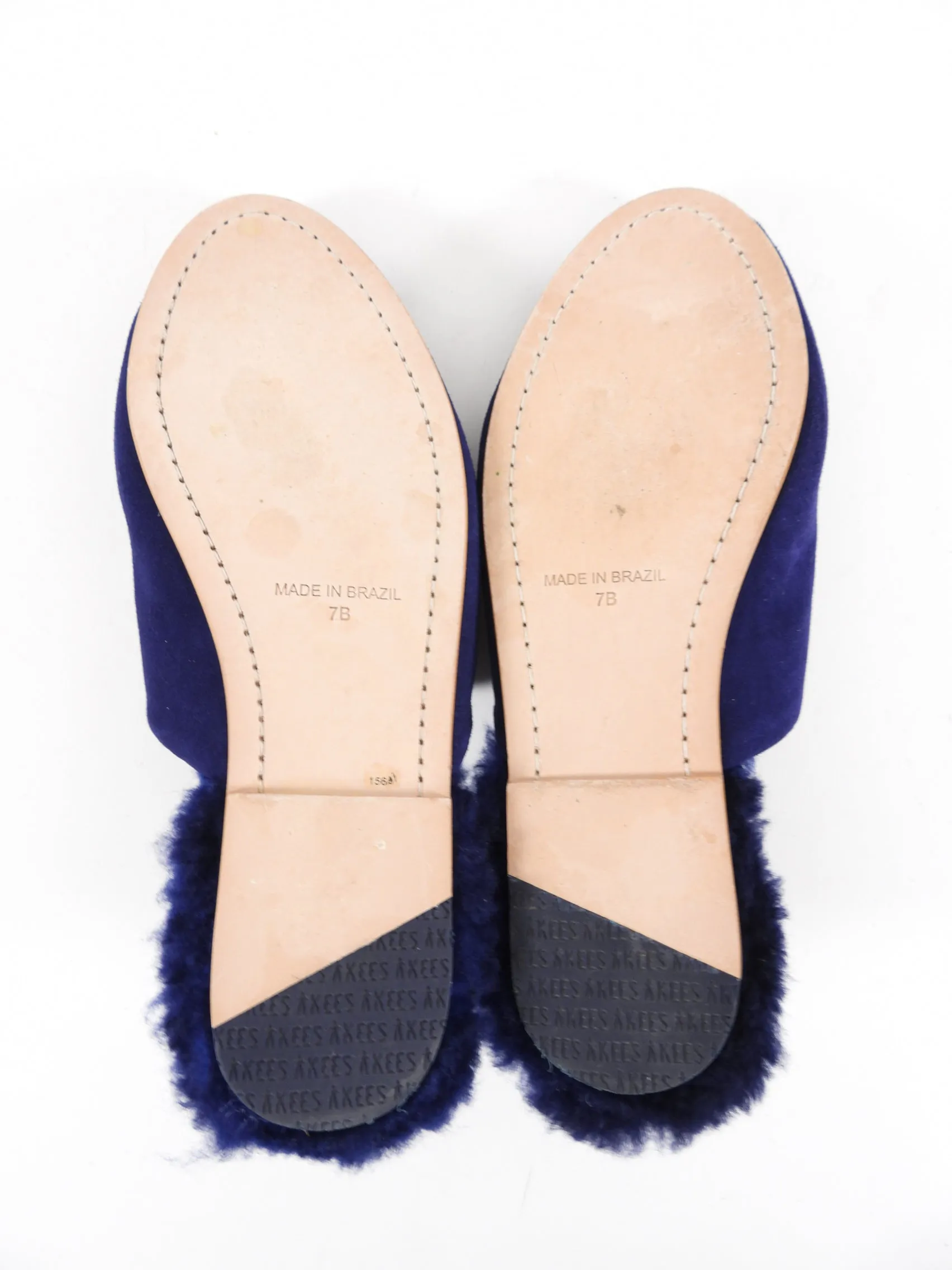 Tkees Ines Shearling Flat Slipper in Navy - USA 7