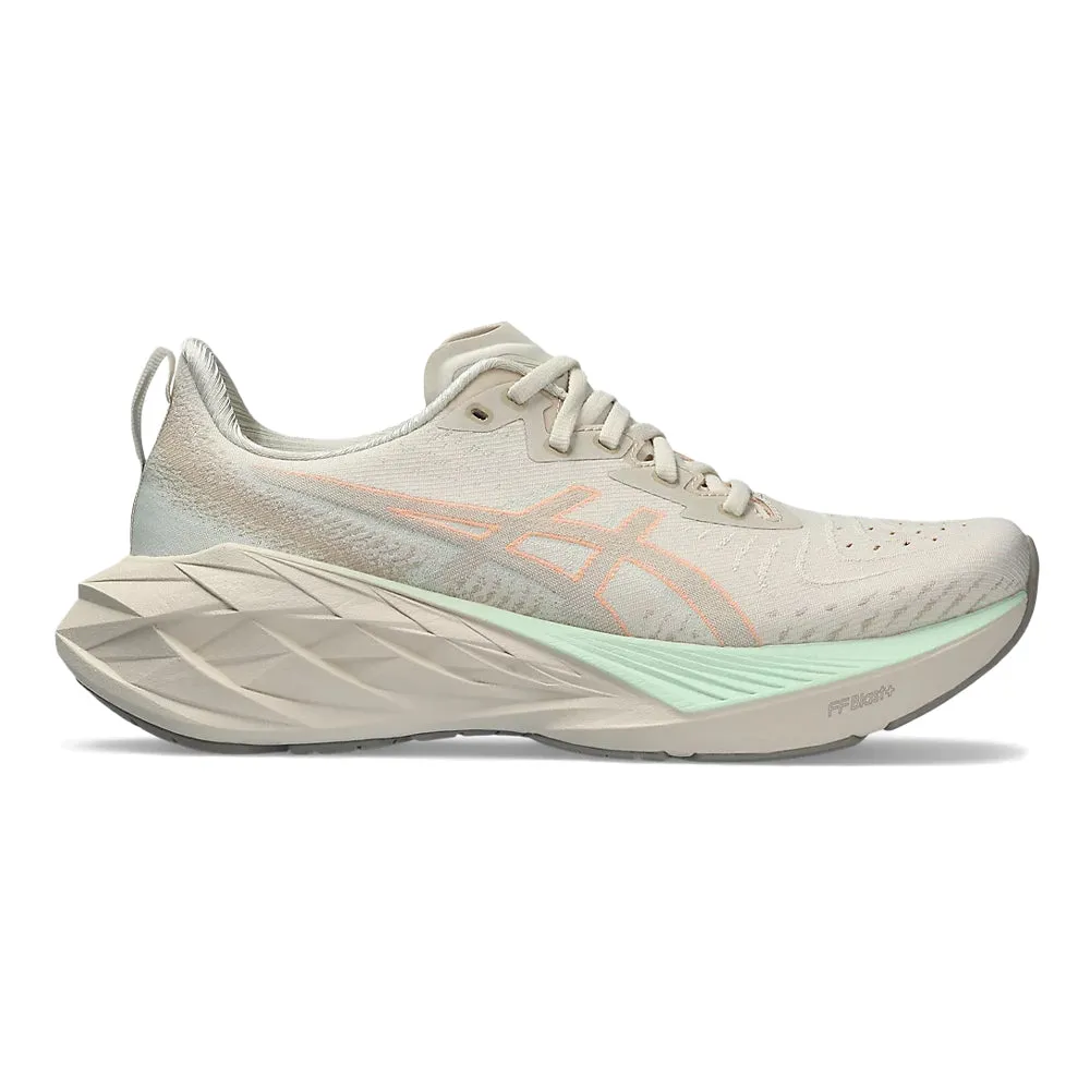 Women's Asics Novablast 4, Oatmeal/Moonrock, 8 D Wide