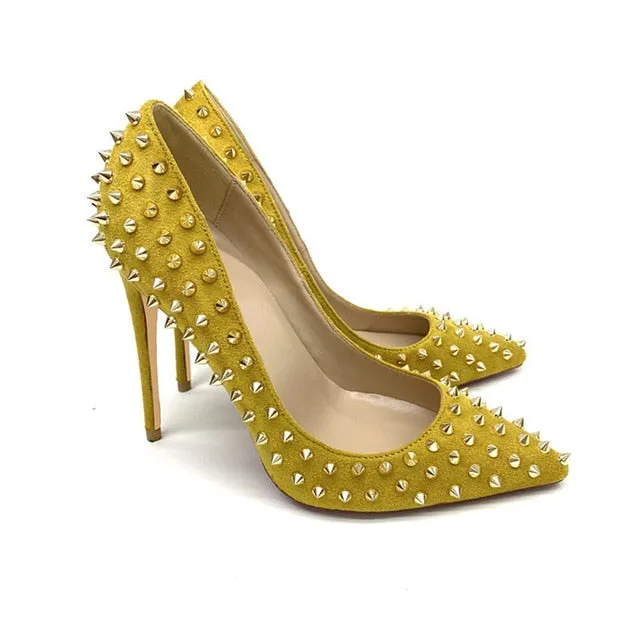 Yellow Rivets High Heels Pumps