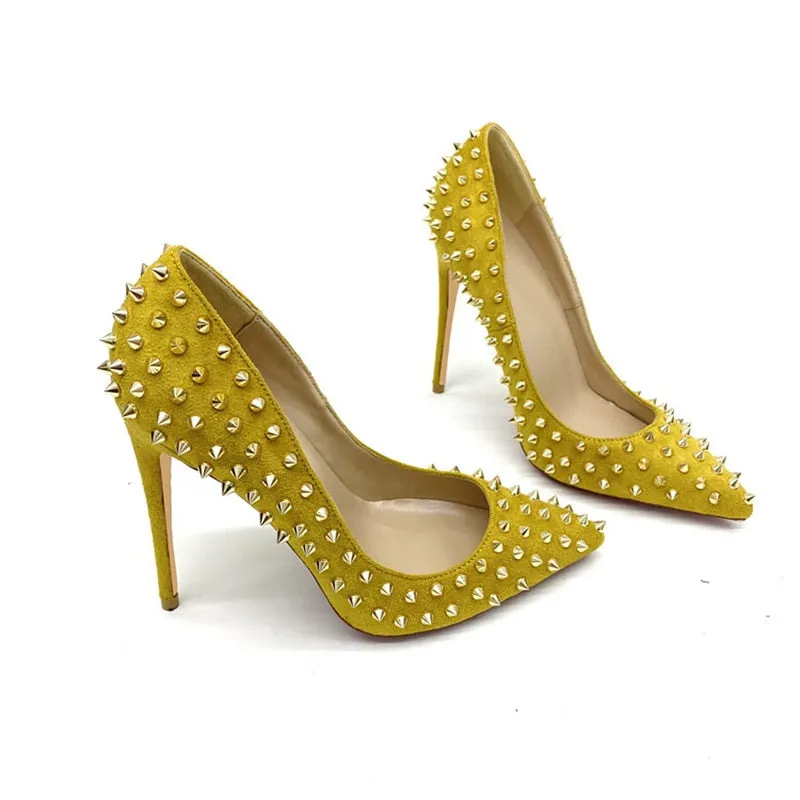 Yellow Rivets High Heels Pumps